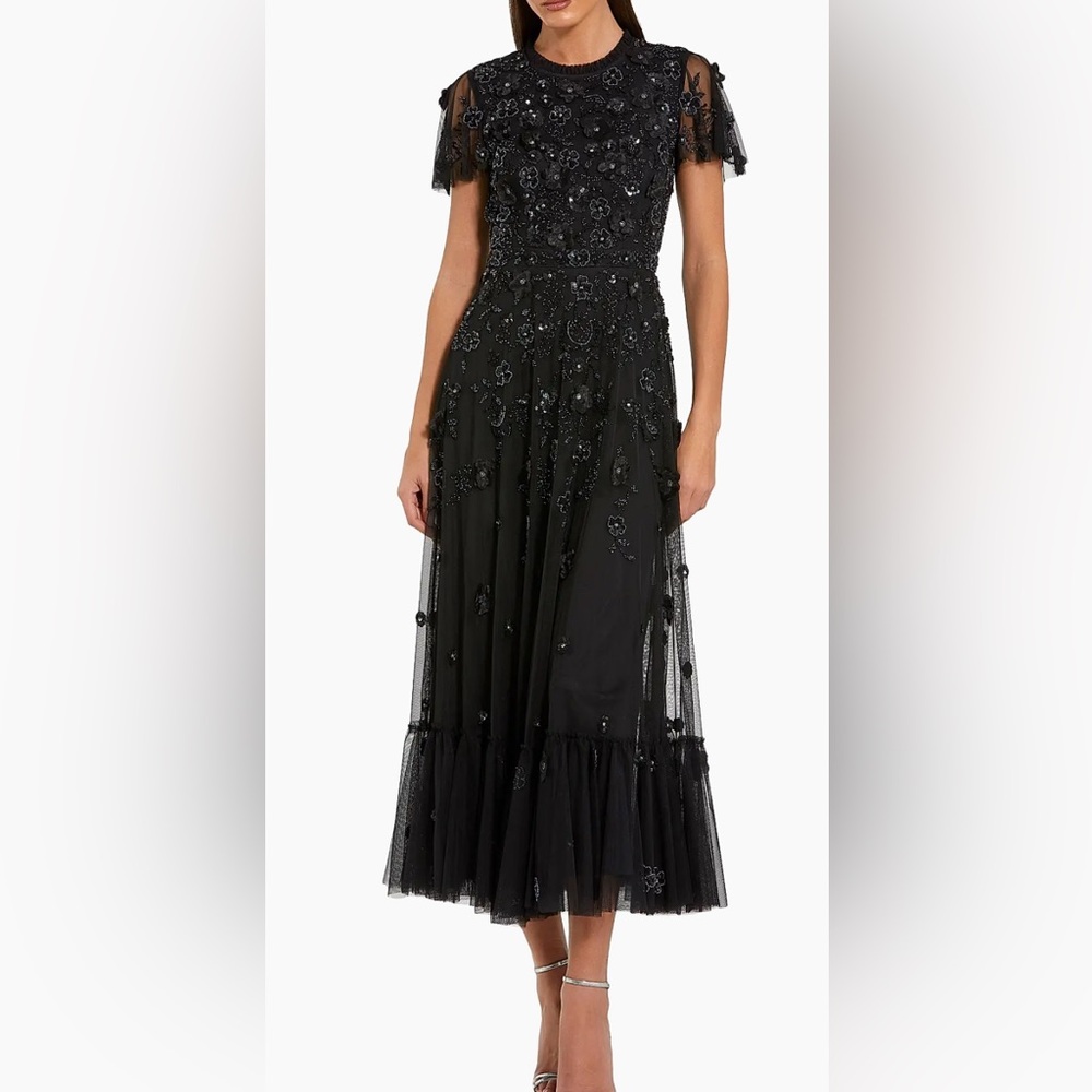 Mac Duggal - Sequined Floral Tulle Midi-Dress        Size 10

RETAILS FOR $698